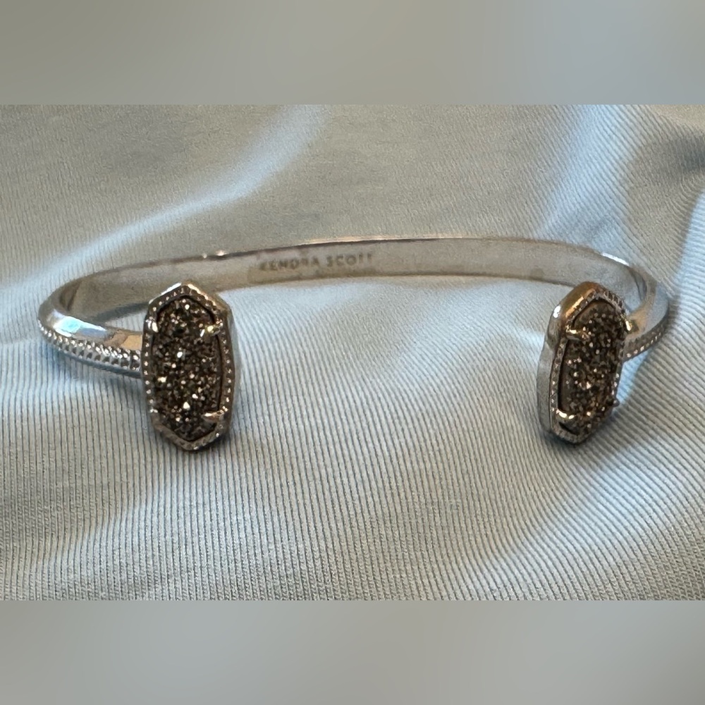 Kendra Scott Elton Platinum Drusy Open Cuff Bracelet